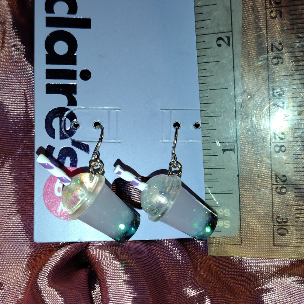 Claire's Sensitive Solutions Collection Sparkling Boba Tea Earrings On Hooks.